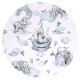 Qmini - Cearceaf cu elastic pentru patut 120x60 cm Din bumbac certificat Oeko Tex Standard 100 Elephants on Rainbow Blue