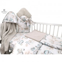 MimiNu - Set pentru bebelusi 6+1 piese Cu paturica de infasat Prosop Paturica Cearceaf 120x60 cm Fata de perna Husa pilota Jucar