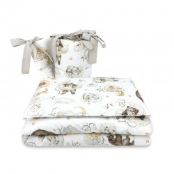 Qmini - Lenjerie patut 3 piese Cu protectie laterala Din bumbac certificat Oeko Tex Standard 100 Pentru patut 120x60 cm Teddy Be
