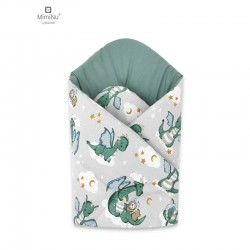 Qmini - Paturica de infasat cu doua fete Cu multiple utilizari Cu inchidere arici velcro Dimensiune 75x75 cm Din bumbac certific