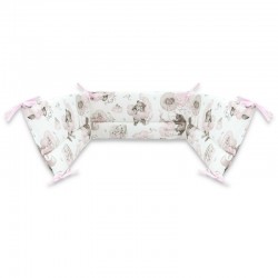 Qmini - Aparatoare pentru patut 140X70 cm Din bumbac certificat Oeko Tex Standard 100 210x30 cm Cu panglici Teddy Bear and Frien