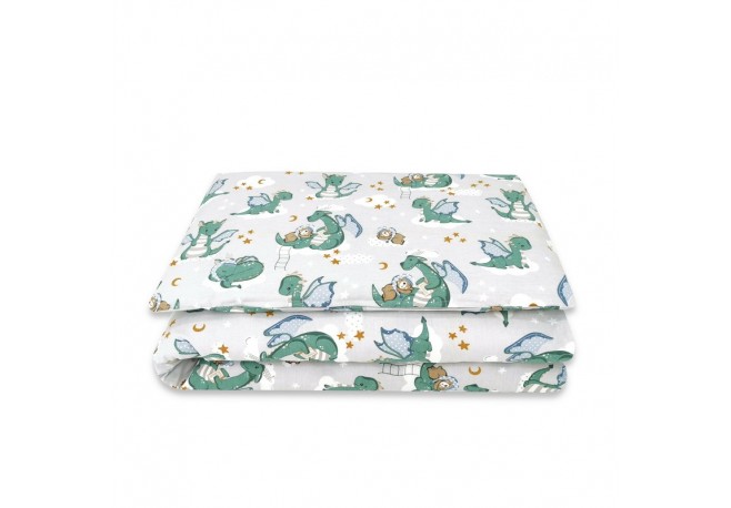 Qmini - Lenjerie junior cu 2 piese Din bumbac certificat Oeko Tex Standard 100 140 x 200 cm Dragons Gray