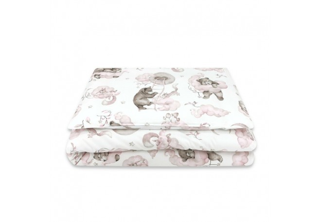 Qmini - Lenjerie junior cu 2 piese Din bumbac certificat Oeko Tex Standard 100 140 x 200 cm Teddy Bear and Friends Pink