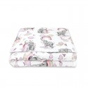 Qmini - Lenjerie junior cu 2 piese Din bumbac certificat Oeko Tex Standard 100 140 x 200 cm Elephants on Rainbow Pink