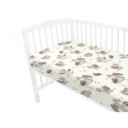 Qmini - Cearceaf cu elastic pentru patut 120X60 cm Din bumbac certificat Oeko Tex Standard 100 Dragons Beige