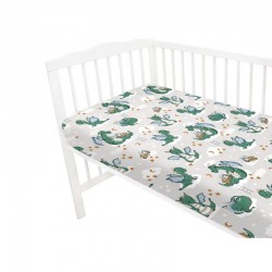 Qmini - Cearceaf cu elastic pentru patut 120X60 cm Din bumbac certificat Oeko Tex Standard 100 Dragons Gray