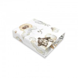 Qmini - Cearceaf cu elastic pentru patut 140X70 cm Din bumbac certificat Oeko Tex Standard 100 Teddy Bear and Friends Beige
