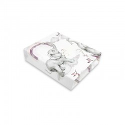 Qmini - Cearceaf cu elastic pentru patut 140X70 cm Din bumbac certificat Oeko Tex Standard 100 Elephants on Rainbow Pink