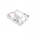 Qmini - Cearceaf cu elastic pentru patut 140X70 cm Din bumbac certificat Oeko Tex Standard 100 Elephants on Rainbow Pink