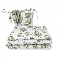 MimiNu - Lenjerie patut 3 piese Cu protectie laterala Din bumbac Din bumbac certificat Oeko Tex Standard 100 Pentru patut 120x60