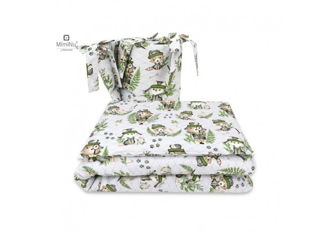 MimiNu - Lenjerie patut 3 piese Cu protectie laterala Din bumbac Din bumbac certificat Oeko Tex Standard 100 Pentru patut 120x60