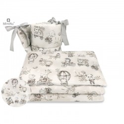 MimiNu - Lenjerie patut 3 piese Cu protectie laterala Din bumbac certificat Oeko Tex Standard 100 Pentru patut 120x60 cm Design 