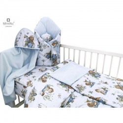 MimiNu - Set pentru bebelusi 6+1 piese Cu paturica de infasat Prosop Paturica Cearceaf 120x60 cm Fata de perna Husa pilota Jucar