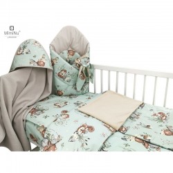 MimiNu - Set pentru bebelusi 6+1 piese Cu paturica de infasat Prosop Paturica Cearceaf 120x60 cm Fata de perna Husa pilota Jucar