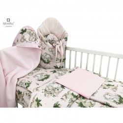 MimiNu - Set pentru bebelusi 6+1 piese Cu paturica de infasat Prosop Paturica Cearceaf 120x60 cm Fata de perna Husa pilota Jucar