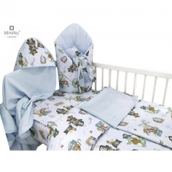 MimiNu - Set pentru bebelusi 6+1 piese Cu paturica de infasat Prosop Paturica Cearceaf 120x60 cm Fata de perna Husa pilota Jucar