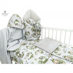 MimiNu - Set pentru bebelusi 6+1 piese Cu paturica de infasat Prosop Paturica Cearceaf 120x60 cm Fata de perna Husa pilota Jucar
