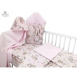 MimiNu - Set pentru bebelusi 6+1 piese Cu paturica de infasat Prosop Paturica Cearceaf 120x60 cm Fata de perna Husa pilota Jucar
