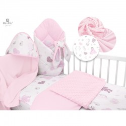 MimiNu - Set pentru bebelusi 6+1 piese Cu paturica de infasat Prosop Paturica Cearceaf 120x60 cm Fata de perna Husa pilota Jucar