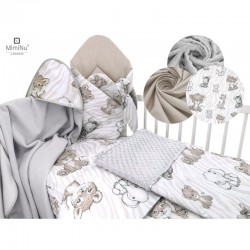 MimiNu - Set pentru bebelusi 6+1 piese Cu paturica de infasat Prosop Paturica Cearceaf 120x60 cm Fata de perna Husa pilota Jucar