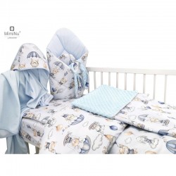 MimiNu - Set pentru bebelusi 6+1 piese Cu paturica de infasat Prosop Paturica Cearceaf 120x60 cm Fata de perna Husa pilota Jucar