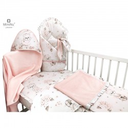 MimiNu - Set pentru bebelusi 6+1 piese Cu paturica de infasat Prosop Paturica Cearceaf 120x60 cm Fata de perna Husa pilota Jucar