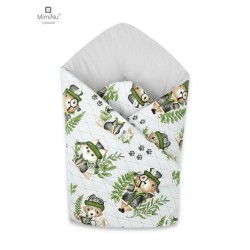 MimiNu - Paturica de infasat cu doua fete Cu multiple utilizari Cu inchidere arici velcro Dimensiune 75x75 cm Din bumbac certifi