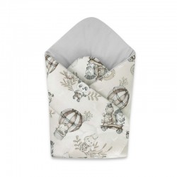 MimiNu - Paturica de infasat cu doua fete Cu multiple utilizari Cu inchidere arici velcro Dimensiune 75x75 cm Din bumbac certifi