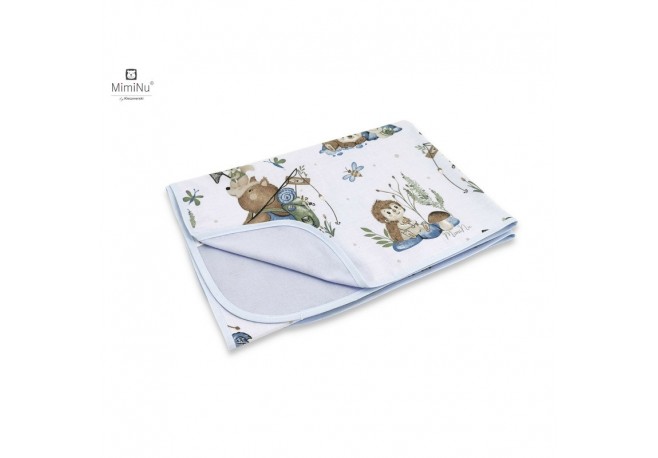 MimiNu - Paturica moale cu doua fete Dimensiune 75x100 cm Din bumbac certificat Oeko Tex Standard 100 Design Let\'s Go Blue