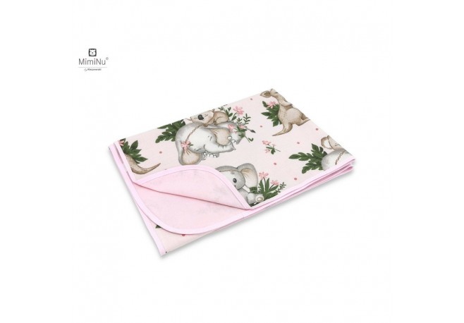 MimiNu - Paturica moale cu doua fete Dimensiune 75x100 cm Din bumbac certificat Oeko Tex Standard 100 Design Baby Animals