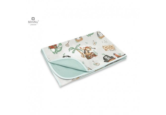 MimiNu - Paturica moale cu doua fete Dimensiune 75x100 cm Din bumbac certificat Oeko Tex Standard 100 Design Pirates Natural
