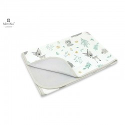 MimiNu - Paturica moale cu doua fete Dimensiune 75x100 cm Din bumbac certificat Oeko Tex Standard 100 Forest Friends Mint