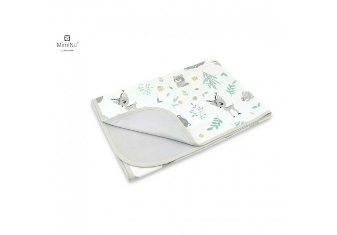 MimiNu - Paturica moale cu doua fete Dimensiune 75x100 cm Din bumbac certificat Oeko Tex Standard 100 Forest Friends Mint