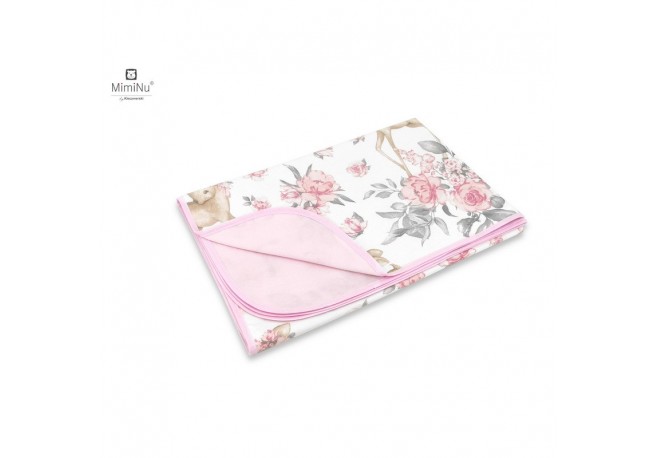 MimiNu - Paturica moale cu doua fete Dimensiune 75x100 cm Din bumbac certificat Oeko Tex Standard 100 Sweet Deer Pink
