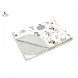 MimiNu - Paturica moale cu doua fete Dimensiune 75x100 cm Din bumbac certificat Oeko Tex Standard 100 Forest Friends Beige