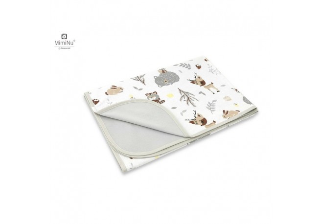 MimiNu - Paturica moale cu doua fete Dimensiune 75x100 cm Din bumbac certificat Oeko Tex Standard 100 Forest Friends Beige