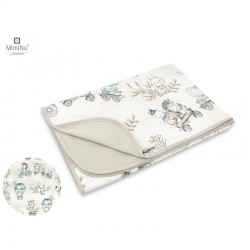 MimiNu - Paturica moale cu doua fete Dimensiune 75x100 cm Din bumbac certificat Oeko Tex Standard 100 Design Zoo On Bikes Nugat