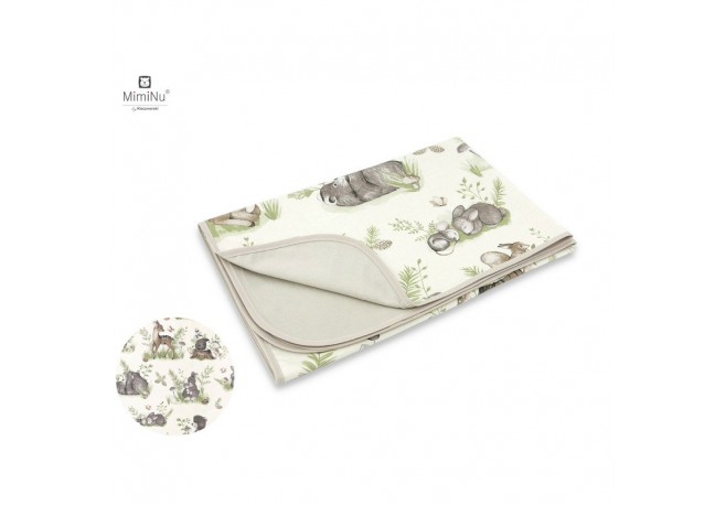 MimiNu - Paturica moale cu doua fete Dimensiune 75x100 cm Din bumbac certificat Oeko Tex Standard 100 Design Calm Forest Natural