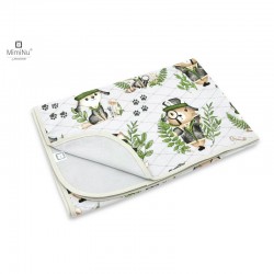 MimiNu - Paturica moale cu doua fete Dimensiune 75x100 cm Din bumbac certificat Oeko Tex Standard 100 Design Detective Natural