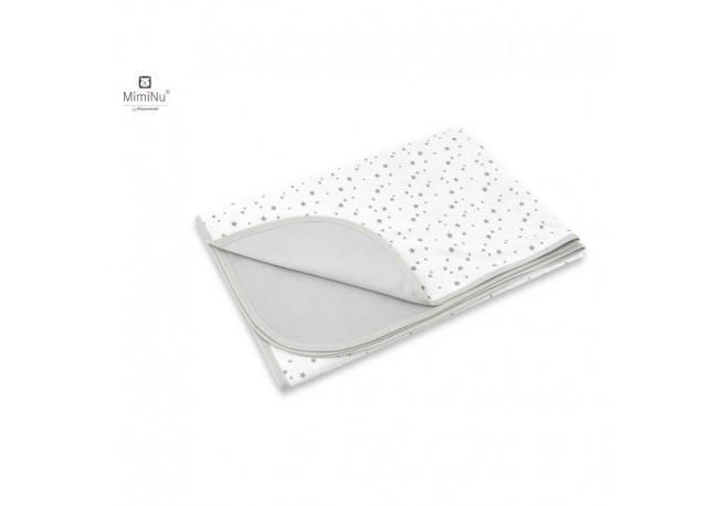MimiNu - Paturica moale cu doua fete Dimensiune 75x100 cm Din bumbac certificat Oeko Tex Standard 100 Mini Gray Stars