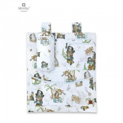 MimiNu - Organizator pentru patut si leagan Din bumbac certificat Oeko Tex Standard 100 Cu 3 compartimente 53x46 cm Design Pirat