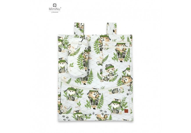 MimiNu - Organizator pentru patut si leagan Din bumbac certificat Oeko Tex Standard 100 Cu 3 compartimente 53x46 cm Design Detec