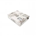 MimiNu - Cearceaf cu elastic pentru patut 120X60 cm Din bumbac certificat Oeko Tex Standard 100 Design Zoo on Bikes Beige