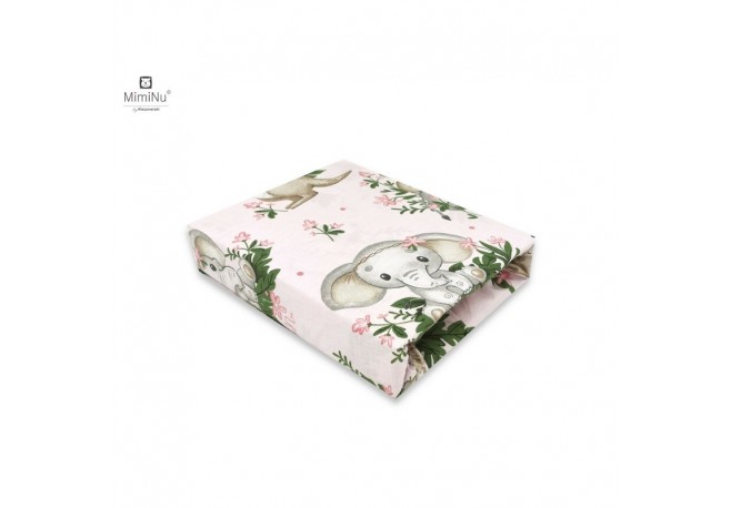 MimiNu - Cearceaf cu elastic pentru patut 140X70 cm Din bumbac certificat Oeko Tex Standard 100 Design Baby Animals