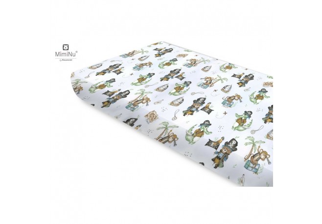 Miminu - Cearceaf cu elastic Din bumbac certificat Oeko Tex Standard 100 Pentru pat 160x80 cm Design Pirates Blue