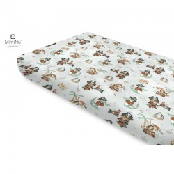 Miminu - Cearceaf cu elastic Din bumbac certificat Oeko Tex Standard 100 Pentru pat 160x80 cm Design Pirates Natural