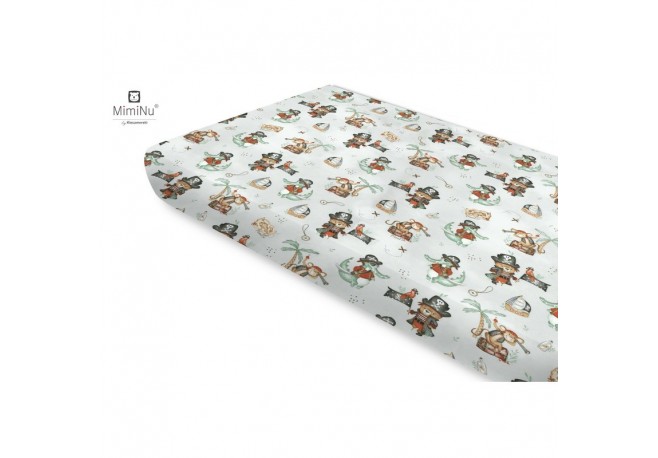 Miminu - Cearceaf cu elastic Din bumbac certificat Oeko Tex Standard 100 Pentru pat 160x80 cm Design Pirates Natural