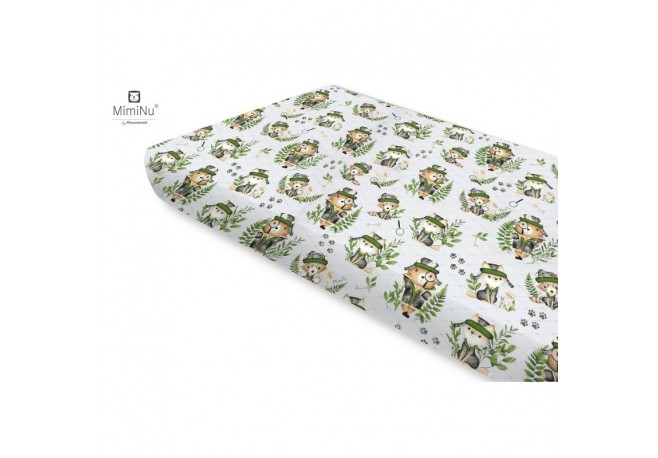 Miminu - Cearceaf cu elastic Din bumbac certificat Oeko Tex Standard 100 Pentru pat 160x80 cm Design Detective Natural