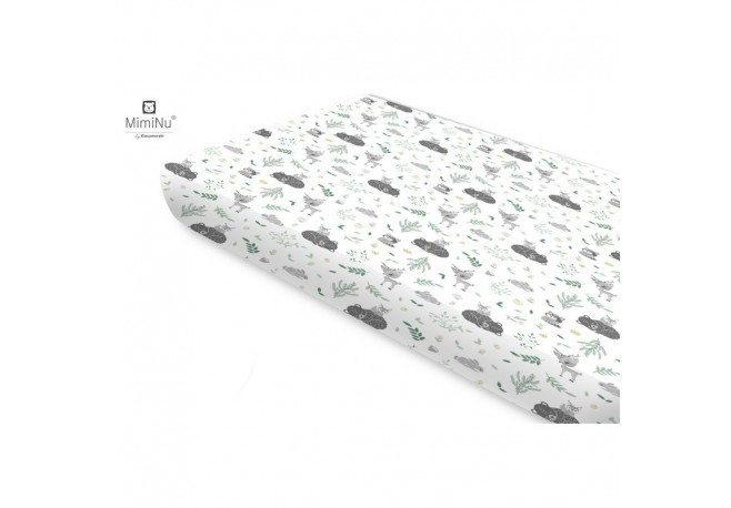 Miminu - Cearceaf cu elastic Din bumbac certificat Oeko Tex Standard 100 Pentru pat 160x80 cm Forest Friends Mint