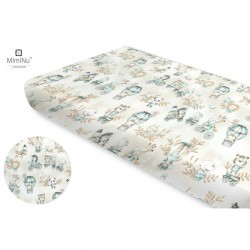 Miminu - Cearceaf cu elastic Din bumbac certificat Oeko Tex Standard 100 Pentru pat 160x80 cm Design Zoo On Bikes Nugat
